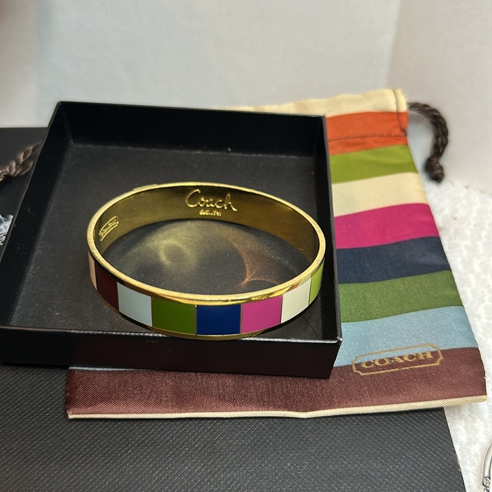 Coach Legacy Pink Small Coach Color Block Enamel Bangle